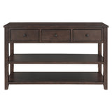 Retro Design Console Table with Two Open Shelves, Pine Solid Wood Frame and Legs for Living Room (Espresso) - V.I.P Digital Presence