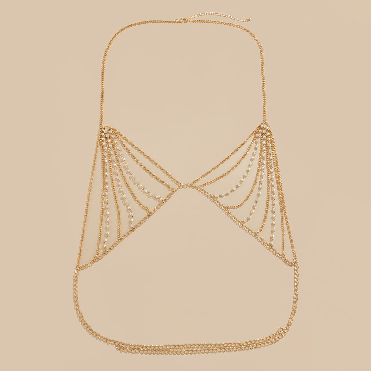 Exaggerated pearl chain bikini bra body chain sexy and fashionable body chain - V.I.P Digital Presence
