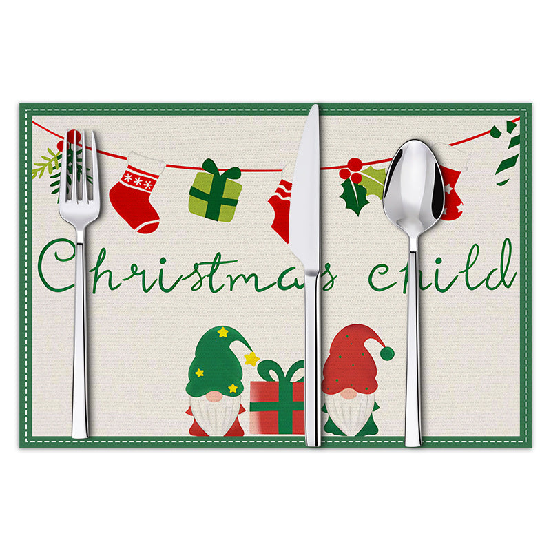 stmas linen placemats holiday party decorations insulation mats linen Christmas tree printed coasters - V.I.P Digital Presence