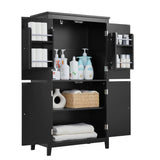 Bathroom floor storage cabinet, bathroom storage cabinet, 4-door independent cabinet, adjustable shelf, adaptive shelf, black - V.I.P Digital Presence