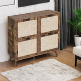 4 Door Shoe Rack, Freestanding Modern Shoe Storage Cabinet, for Entryway - V.I.P Digital Presence