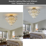 Gold Crystal Chandeliers,5-Tier Round Semi Flush Mount Chandelier Light Fixture,Large Contemporary Luxury Ceiling Lighting - V.I.P Digital Presence