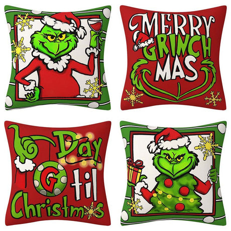 Grinch Christmas Pillow Cover Amazon Home Christmas Decoration Cushion Sofa Pillowcase Combination - V.I.P Digital Presence