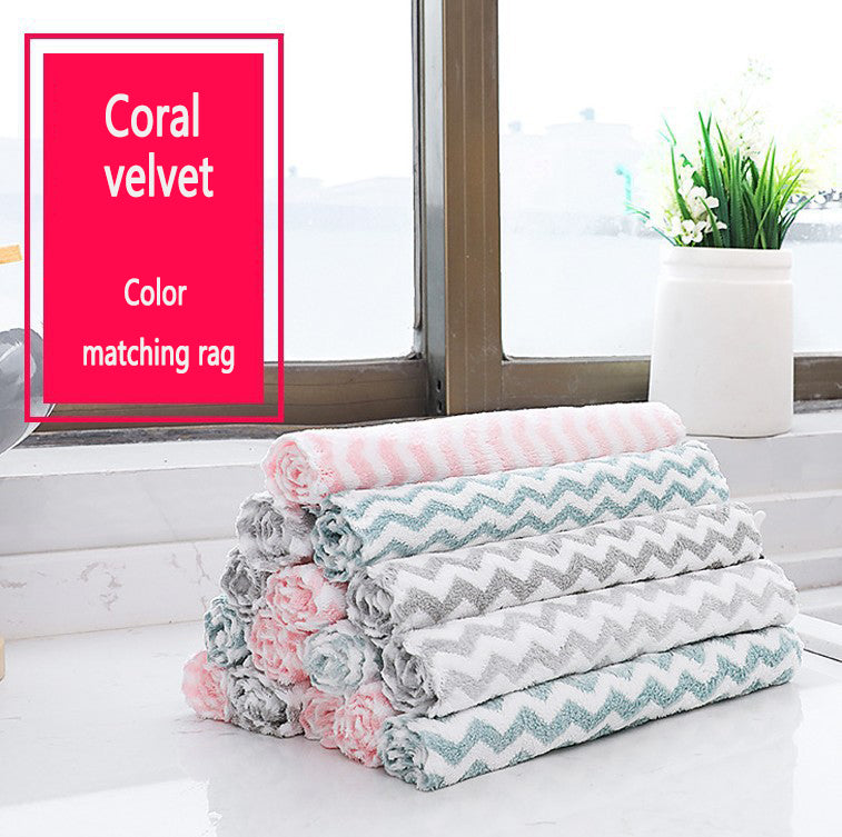 Double Sided Cationic Color Water Absorbent Wavy Stripe Oil Free Dishwashing Cloth Water Absorbent Dishwashing Cloth - V.I.P Digital Presence