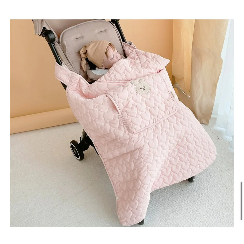 Manta de invierno para cochecito, manta cálida de forro polar para bebé, accesorio para envolver a recién nacidos, capa acolchada resistente al viento, funda de edredón con correa