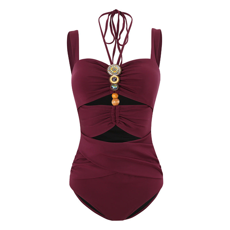 Strap decoration hollow neck hanging strap one-piece swimsuit women's long skirt set - V.I.P Digital Presence
