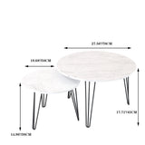 27.56'' Round Nesting Coffee Table Set of 2, Circular Nesting End Table Set Sturdy Metal Base for Living Room, bedroom, White - V.I.P Digital Presence