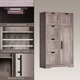 Bathroom Storage Cabinet with Storage 5 Drawers and 1 Door, Entryway Cabinet with Adjustable Shelf Grey - V.I.P Digital Presence