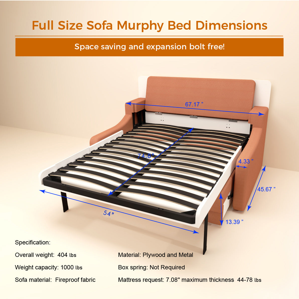 Full size Morden Deisgn vertical Murphy bed with sofa and drawers, white wall bed, space saving hidden bed with new gas pillars - V.I.P Digital Presence