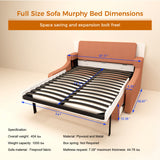 Full size Morden Deisgn vertical Murphy bed with sofa and drawers, white wall bed, space saving hidden bed with new gas pillars - V.I.P Digital Presence