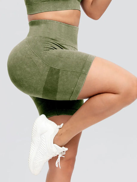 Washed High Waist Active Shorts - V.I.P Digital Presence