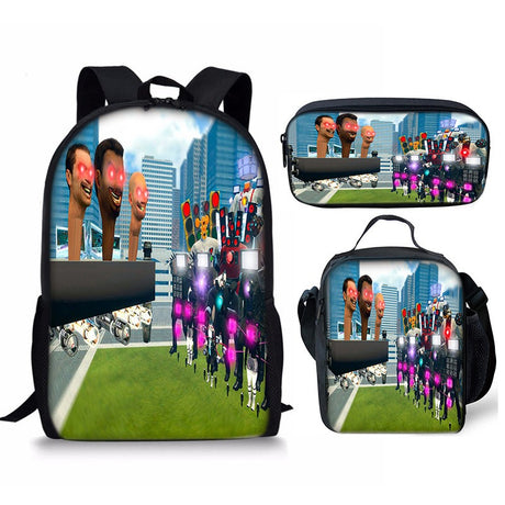 New 3PC-SET Skibidi Toilet Man Backpack Custom Game Peripheral Schoolbags For Primary Secondary School Teenage - V.I.P Digital Presence