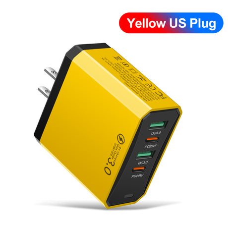Four in one 2USB+2PD mobile phone charger, tablet plug, European, American and British standard super fast charging - V.I.P Digital Presence