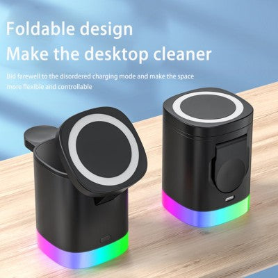 3 In 1 Magnetic Wireless Fast Charger For Smart Phone RGB Ambient Light Charging Station For Airpods IWatch - V.I.P Digital Presence