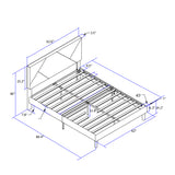 Queen Size Upholstered Platform Bed Frame Wood Slat Support Grey - V.I.P Digital Presence