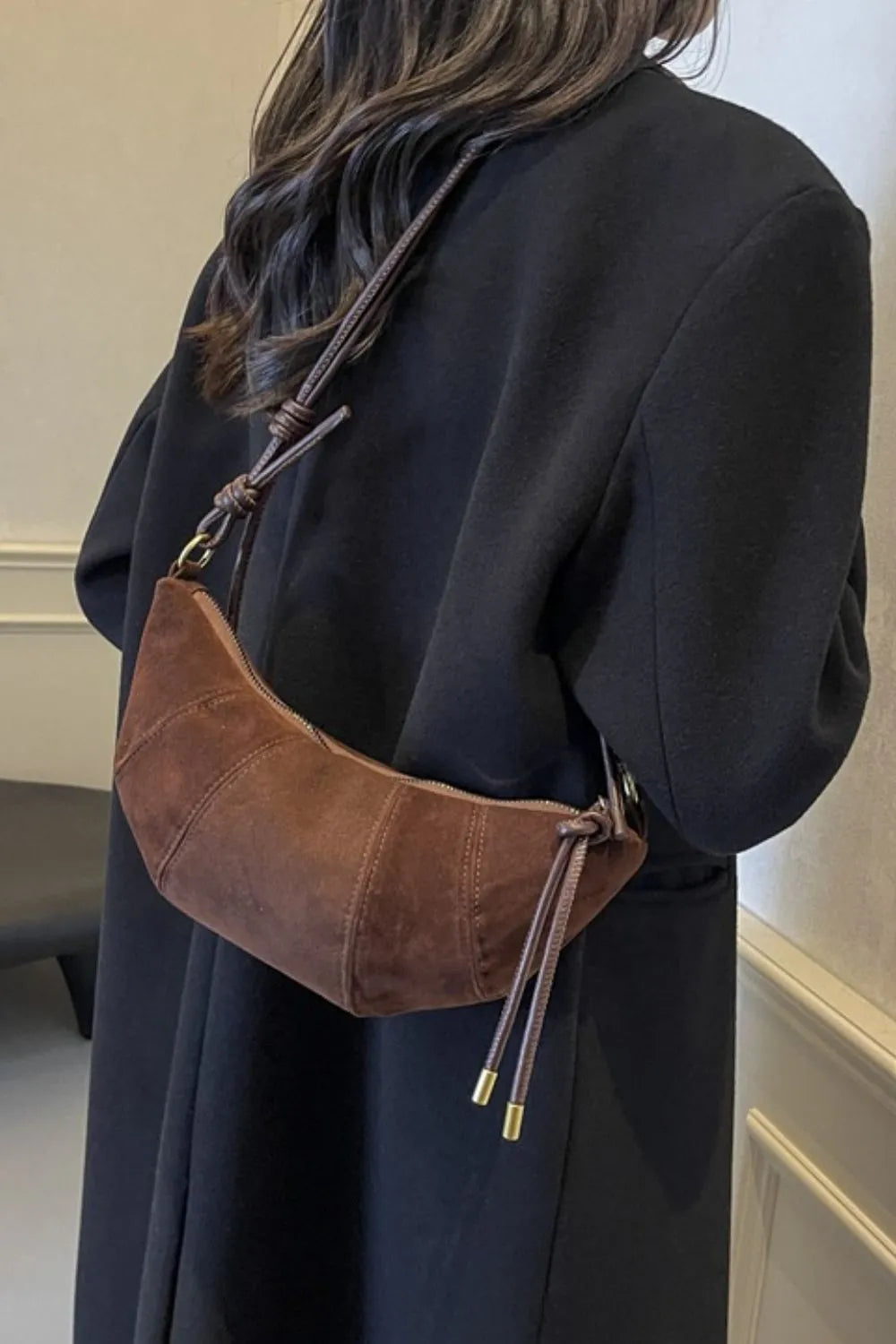 PU Leather Strap Suede Shoulder Bag - V.I.P Digital Presence