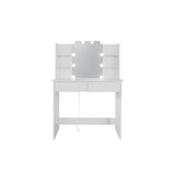 Makeup Vanity Desk With LED Lighted Mirror ,Dressing Table Set With 2 Large Drawers 10 LED Light ,White Color - V.I.P Digital Presence