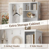 Multi-functional Hall Tree with Storage Shelves Drawers Cabinet Elegant Hallway Shoe Cabinet with Bench Modern Coat Rack White - V.I.P Digital Presence
