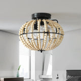 Beaded Fan lamp Wood Beaded Chandelier Oak White - V.I.P Digital Presence