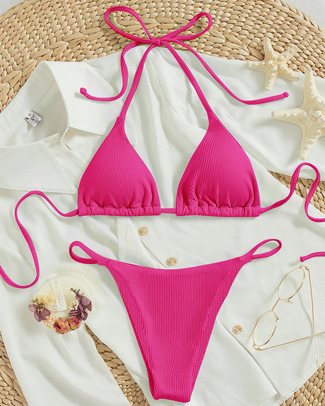 Hanging neck tie bikini multi-color three-point swimsuit hot spring swimsuit - V.I.P Digital Presence
