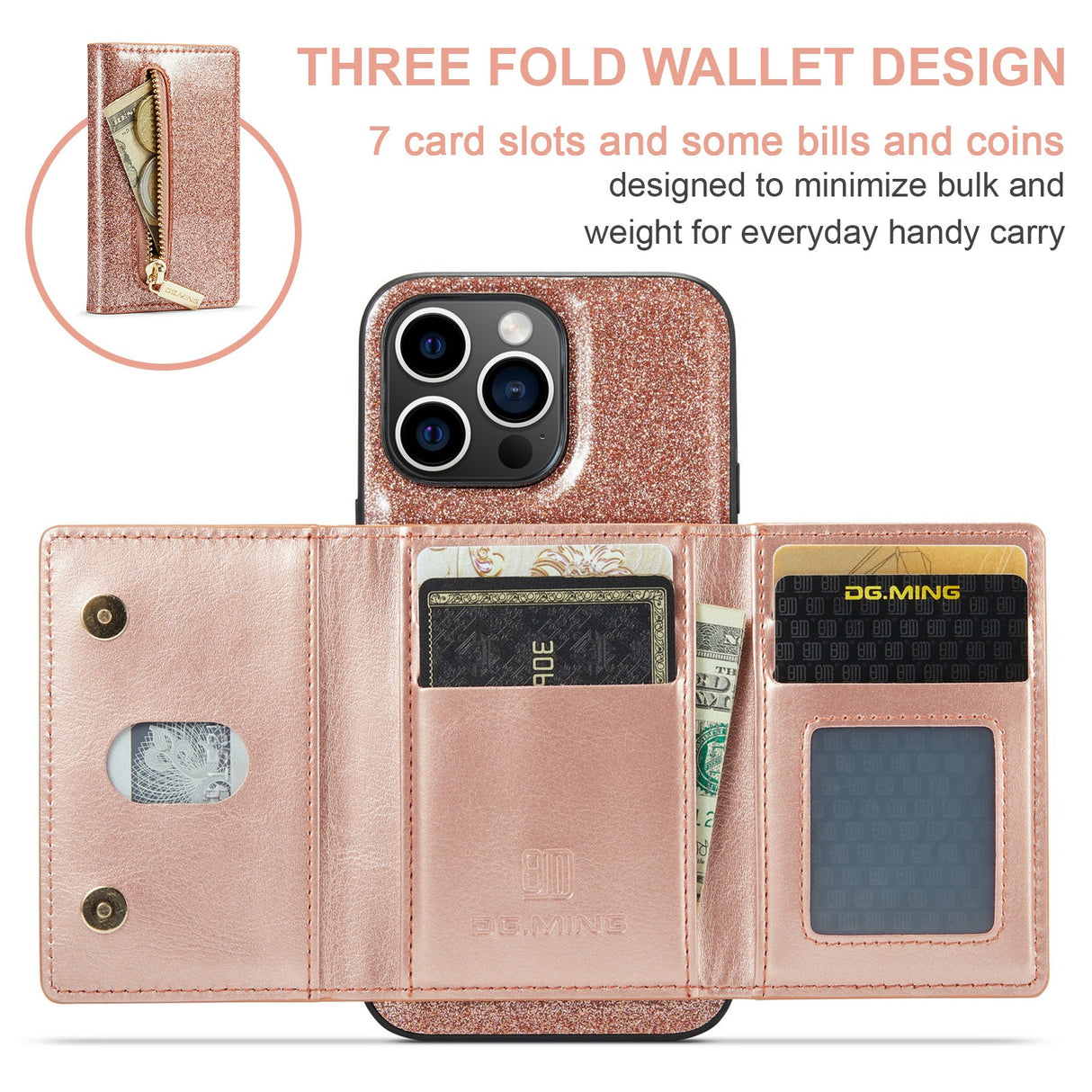 M3 For iPhone 14 Pro Max Glitter Wallet Protective Case iPhone 14 Pro Two In One Magnetic Phone Case - V.I.P Digital Presence