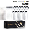 Cutlery Set Stainless Steel Knife Fork Set 24-Piece Tableware Set Golden Steak Knife Fork Spoon 6-Person Set - V.I.P Digital Presence