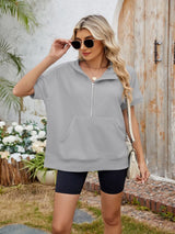 Half Zip Short Sleeve Hooded Top - V.I.P Digital Presence