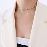 Flower blue drip oil niche light luxury necklace - V.I.P Digital Presence
