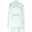 Strap Oblique Collar Asymmetric Dress Set Fitted Pencil Short Skirt Two-Piece Set Sexy Solid Color Women's Dress - V.I.P Digital Presence