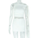 Strap Oblique Collar Asymmetric Dress Set Fitted Pencil Short Skirt Two-Piece Set Sexy Solid Color Women's Dress - V.I.P Digital Presence