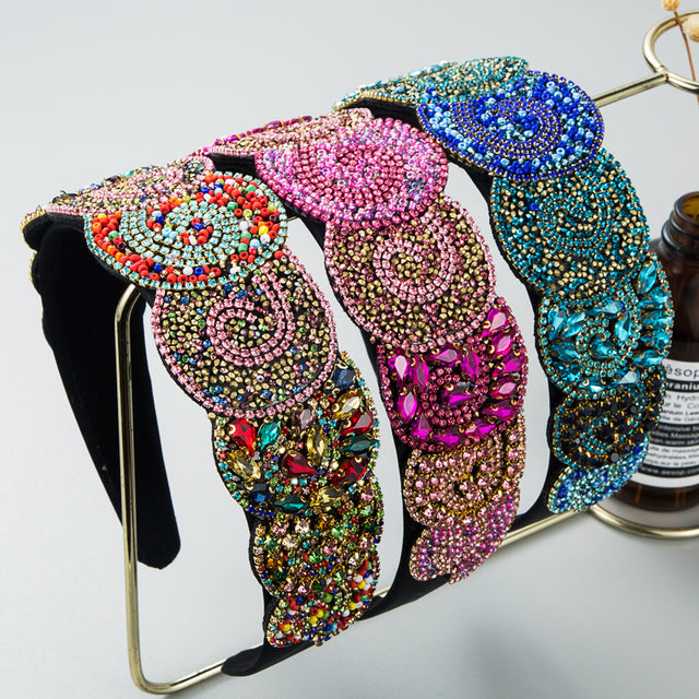 Hair Hoop Fashion Trend Color Rhinestone Head Hoop Luxury Wide Side Heavy Industry Party Hair Accessories Head Hoop - V.I.P Digital Presence
