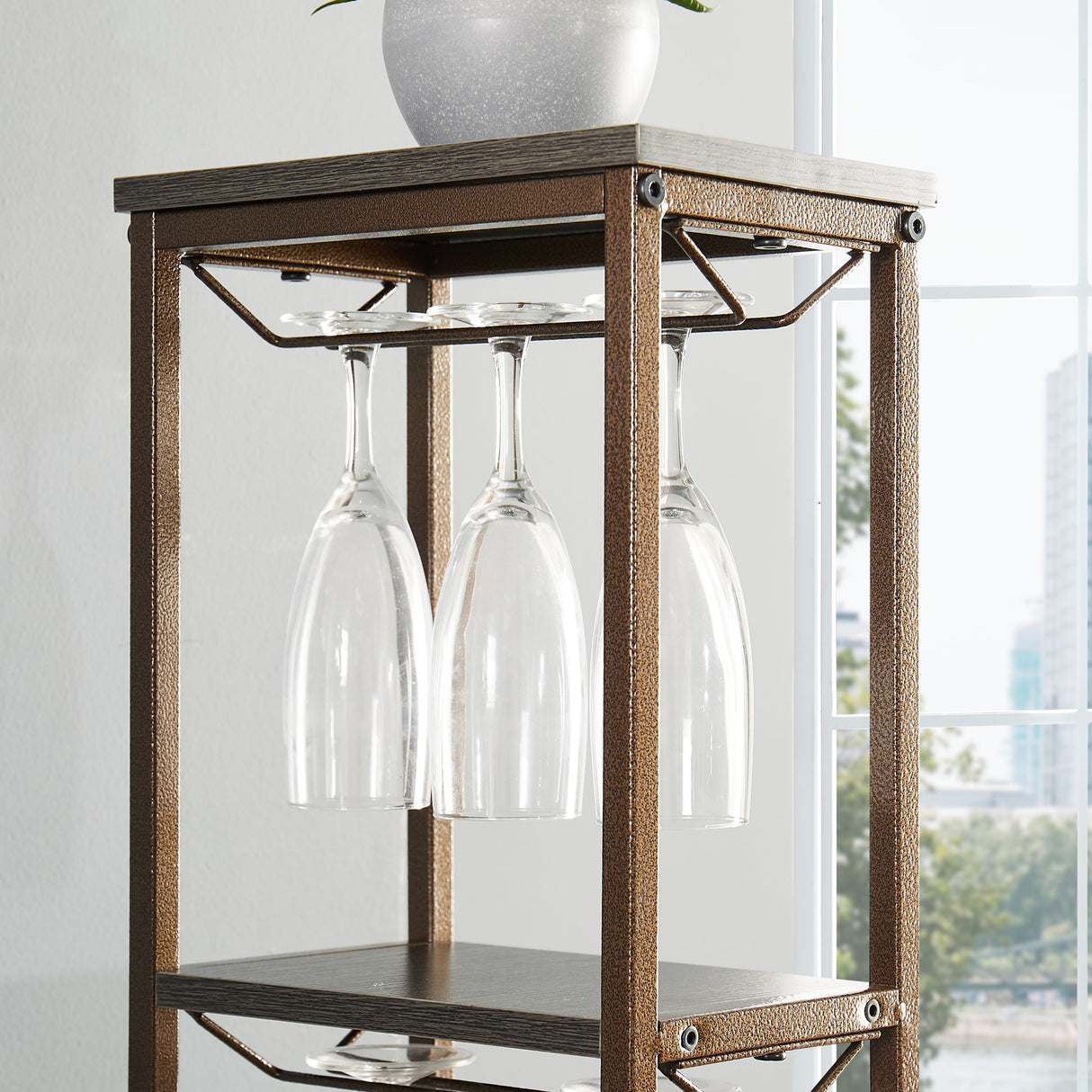 Grey 11 bottle wine grill, 5-layer independent wine rack, with hanging glass rack and storage rack for home wine storage - V.I.P Digital Presence
