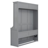 Queen Size Murphy Bed with a Shelf, Gray