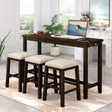 TOPMAX 4 Pieces Counter Height Table with Fabric Padded Stools, Rustic Bar Dining Set with Socket, Brown - V.I.P Digital Presence