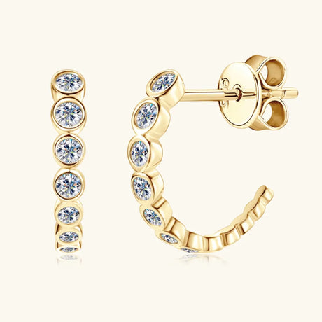Inlaid Moissanite 925 Sterling Silver C-Hoop Earrings - V.I.P Digital Presence