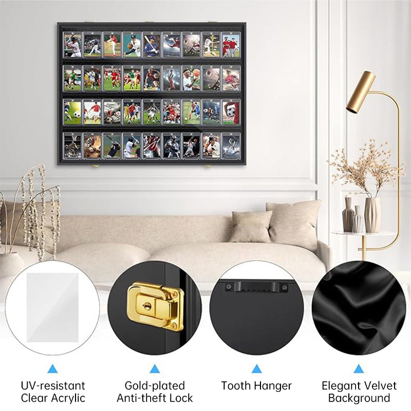 Large Sports Card Display Cases. Wooden, UV - protected acrylic fronts. For football, basketball, hockey cards. - V.I.P Digital Presence