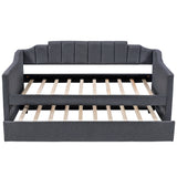 Upholstered Twin Daybed with Trundle Black