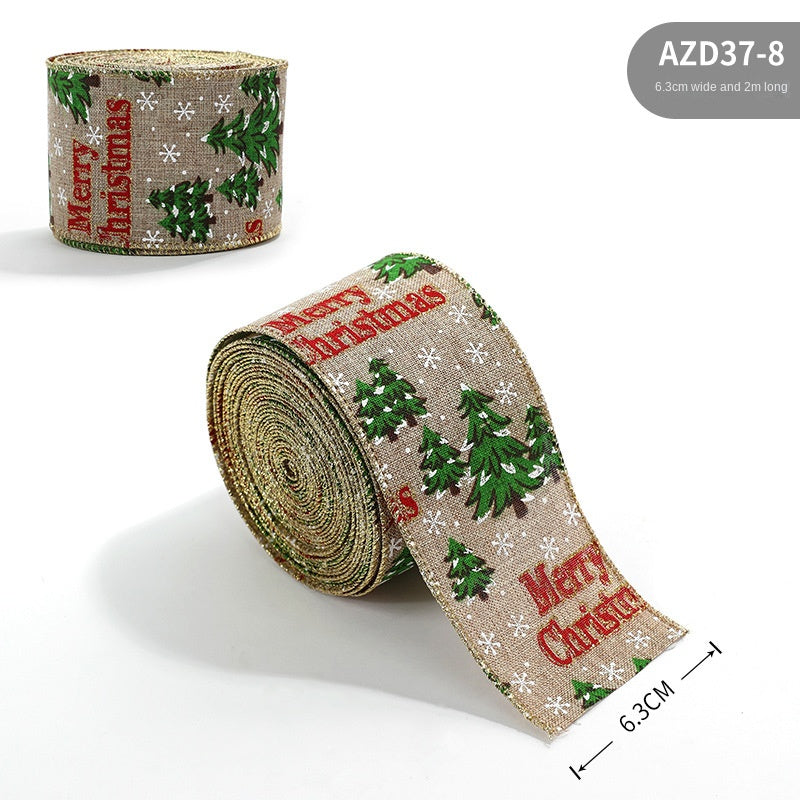 Christmas ribbon imitation linen ribbon decoration bow accessories snowflake Christmas ribbon in stock - V.I.P Digital Presence