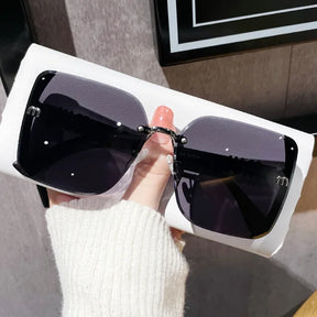new fashion trimmed sunglasses half frame high quality trend simple sunglasses for women with fine glitter - V.I.P Digital Presence
