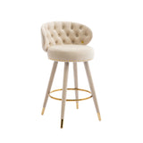 COOLMORE Counter Height Bar Stools Set of 2 for Kitchen Counter Solid Wood Legs with a fixed height of 360 degrees Beige