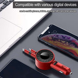 3-IN-1 Car Charger Mobile Phone  Adapter For IOS/Android/Type-C USB Retractable Charging Cable 4.2A Fast Charing For Truck - V.I.P Digital Presence