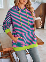 Loose casual striped hooded sweatshirt - V.I.P Digital Presence