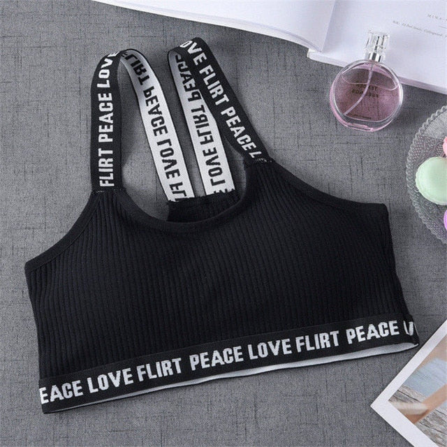 Sport Cropped Top Bra Push Up Running Yoga Bra Cotton Letters Sport Tops For Women Gym Wear Solid Fitness Bra Women Sportswear - V.I.P Digital Presence