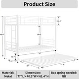Heavy-duty Sturdy Meta Twin over Twin with Trundle Bunk Bed/l/ Noise Reduced/ Safety Guardrail/No Box Spring Needed,White - V.I.P Digital Presence