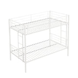 Twin metal bunk beds, metal structure bed frame with safety guardrails and 2 ladders, convertible bunk beds, white - V.I.P Digital Presence