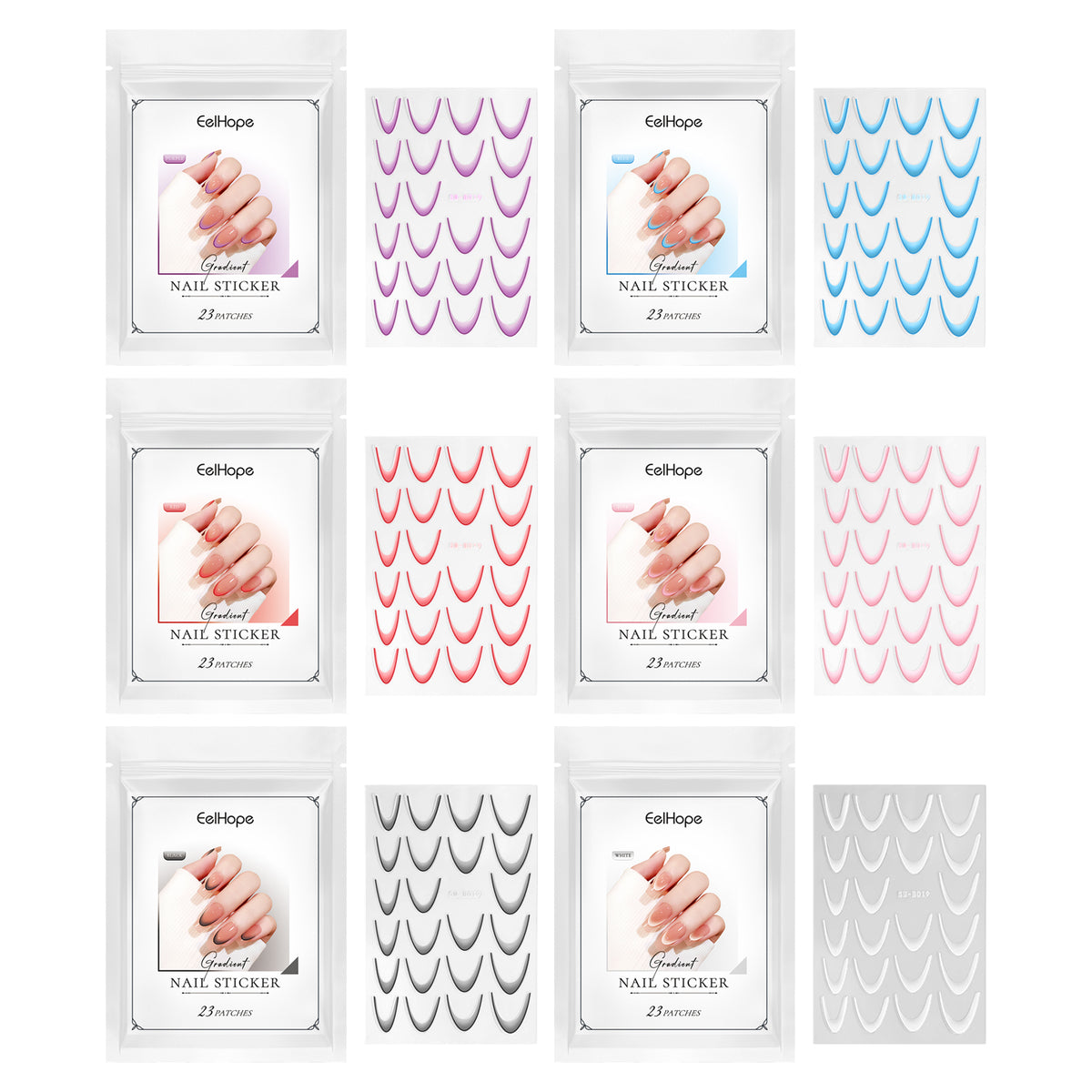 Pegatinas de uñas con degradado francés Pegatinas de uñas con degradado Decoración de uñas fácil Pegatinas de uñas personalizadas