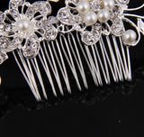 Hair comb, bridal rhinestone and pearl headdress, wedding dress accessories - V.I.P Digital Presence