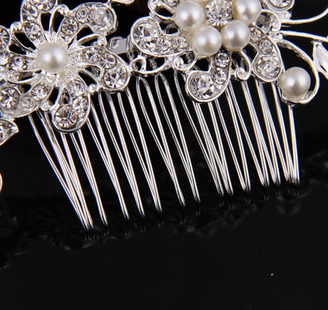 Hair comb, bridal rhinestone and pearl headdress, wedding dress accessories - V.I.P Digital Presence