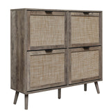 4 Door Shoe Rack, Freestanding Modern Shoe Storage Cabinet, for Entryway - V.I.P Digital Presence