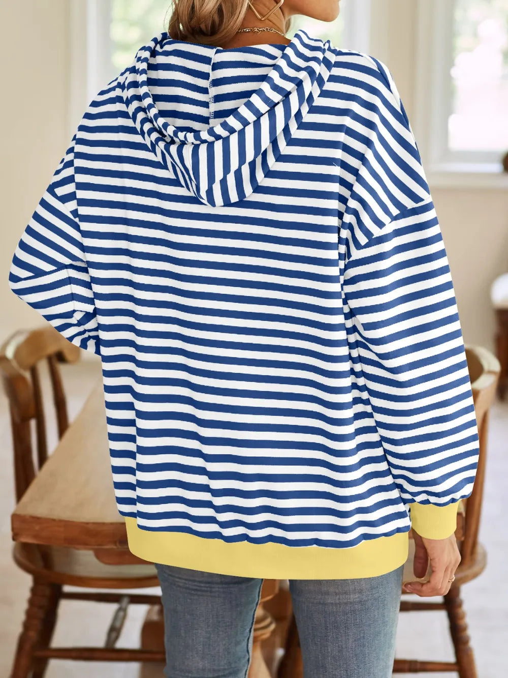 Loose casual striped hooded sweatshirt - V.I.P Digital Presence